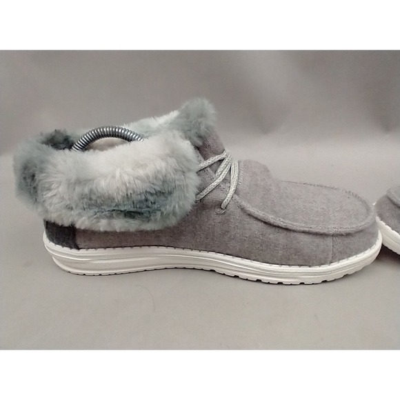 Hey Dude Britt Women's 9 Sunset Smoke Gray Faux Fur Ankle High Bootie - Picture 9 of 11